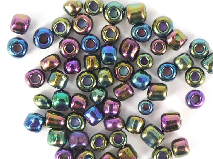 OPAQUE IRID. GLASS BEADS hotfly - 2,4 / 2,8 mm - 100 pc. - rainbow