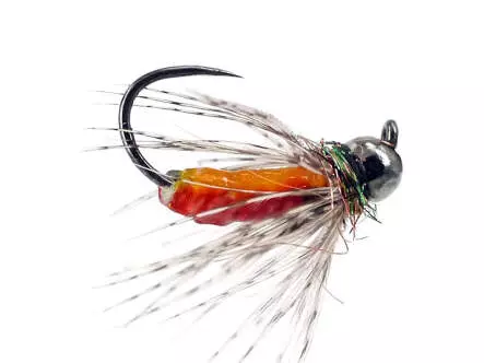 FC Hackled Jig Orange Red BL TG