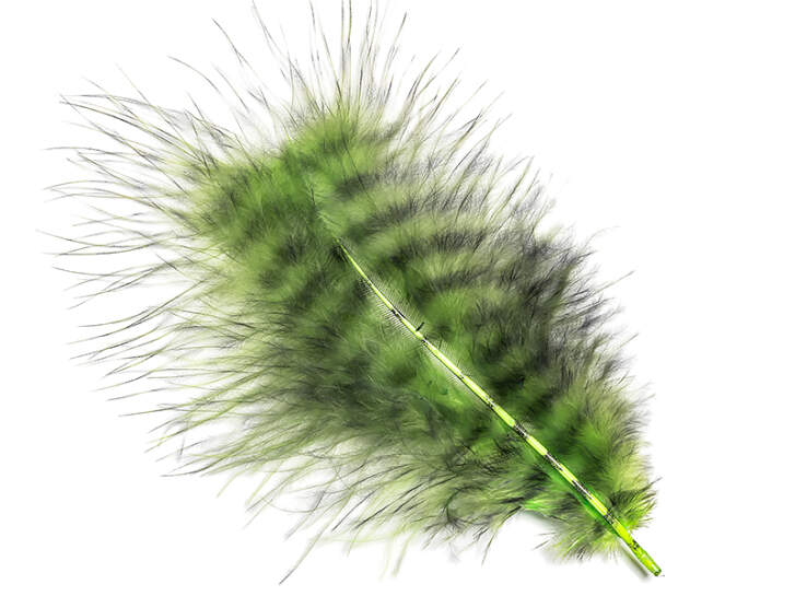 GRIZZLY MARABOU hotfly - 5 pcs. - ca. 13 cm - chartreuse black grizzly