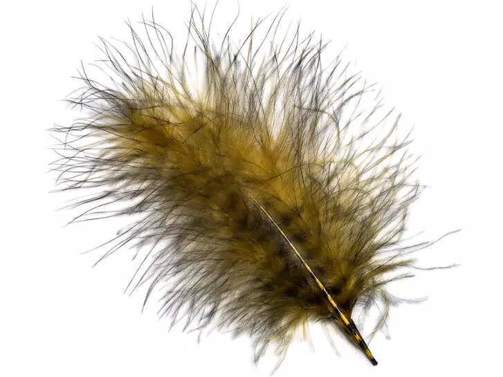 GRIZZLY MARABOU hotfly - 5 pcs. - ca. 13 cm - golden olive black grizzly