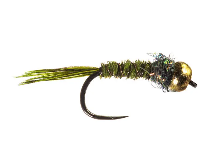Tiny Olive Pheasant Nymph Brass Bead BL 14
